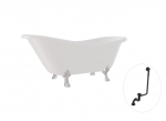 Vann, teisaldatav Besco Otylia, 170 cm x 77 cm x 69.5 cm, ovaalne, valge/must