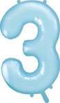 Fooliumist &otilde;hupall number PartyDeco Nr. 3 (86cm), helesinine v.