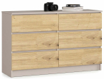 Kummut Akord K120 6SZ CLP PK, ka&scaron;miir v./artisan oak v., 77 cm x 120 cm x 40 cm