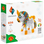 Paberkujukeste valmistamise komplekt Alexander 3D Origami Unicorn, valge v./mitmev&auml;rviline