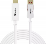 Kaabel Sandberg DisplayPort 1.4 - HDMI 4K@60Hz 509-16 DisplayPort 1.4, HDMI, 2 m, valge v.