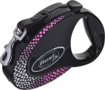 Automaatne jalutusrihm Flexi Glam Composition FL-3656, must v./roosa v., M, 5 m x 160 mm