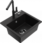 K&ouml;&ouml;givalamu koos kraaniga Mexen Milo Flora, graniit, 43.5 cm x 41 cm x 17.1 cm, must