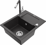 K&ouml;&ouml;givalamu koos kraaniga Mexen Enzo, vaik/graniit, 57.6 cm x 46.5 cm x 17.4 cm, valge/must