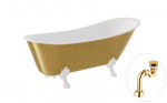 Vann, teisaldatav Besco Olaya Glam, 160 cm x 67 cm x 68 cm, ovaalne, kuldne/valge