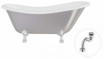 Vann, teisaldatav Besco Otylia Glam, 170 cm x 77 cm x 68.5 cm, ovaalne, h&otilde;be/kroom