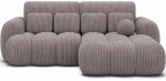 Nurgadiivan - voodi Covelion Velvet Modullo 03, helehall v., parem, 167 x 260 cm x 105 cm