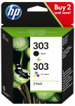Kahjustatud pakendiga toode. Tindiprinteri kassett HP 303 Combo Pack, must v./mitmev&auml;rviline, 8 ml