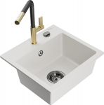 K&ouml;&ouml;givalamu koos kraaniga Mexen Milo Flora, graniit, 43.5 cm x 41 cm x 17.1 cm, kuldne/valge/must