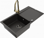 K&ouml;&ouml;givalamu koos kraaniga Mexen Leo, graniit, 50 cm x 90 cm x 19 cm, kuldne/must