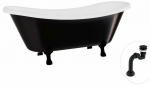 Vann, teisaldatav Besco Amelia B&W, 190 cm x 77 cm x 69 cm, ovaalne, valge/must