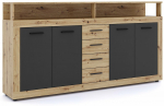 Kummut Luna XXL, tamm v./must v., 95.9 cm x 190 cm x 31.9 cm