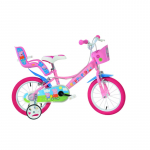 Lisaratastega laste jalgratas, laste Dino Bikes Peppa Pig 144R-PGS, sinine v./roheline v./roosa v., 14"