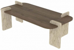 Kohvilaud Kalune Design Leapiri, p&auml;hklipuu v./travertine v., 60 cm x 120 cm x 35 cm