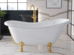 Vann, teisaldatav Besco Retro Otylia 160, 160 cm x 77 cm x 70 cm, ovaalne, kuldne v./valge v.