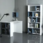 Kontorim&ouml;&ouml;bli komplekt Kalune Design Box Desk & Bookshelf & Wall Shelf, sinine v./valge v., 170 cm x 22 cm x 80 cm