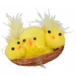 Dekoratiivne kompositsioonivahend Easter Nest With Chicken, kollane v., 4 tk
