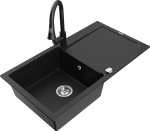 K&ouml;&ouml;givalamu koos kraaniga Mexen Leo, vaik/graniit, 80 cm x 50 cm x 19 cm, must