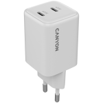 Telefoni laadija Canyon CU45CC, 2 x USB Type-C, 4.8 cm, valge v., 45 W