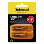 USB m&auml;lupulk Intenso Rainbow Line, oranž v., 64 GB