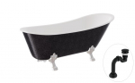 Vann, teisaldatav Besco Olaya Glam, 160 cm x 68 cm x 68 cm, ovaalne, must/kroom