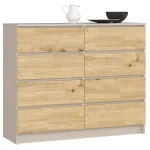 Kummut Akord K120 8SZ CLP PK, ka&scaron;miir v./artisan oak v., 99 cm x 120 cm x 40 cm