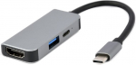 Adapter Gembird USB-C - HDMI/USB/USB-C A-CM-COMBO3-02 USB-C male, HDMI/USB/USB-C female, 0.12 m, hall v.