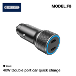 Auto laadija Jellico F8, 2 x USB Type-C, must v., 40 W