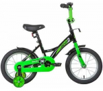 Lisaratastega laste jalgratas Novatrack Strike, must/roheline, 14"