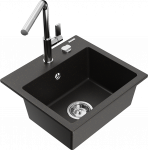 K&ouml;&ouml;givalamu koos kraaniga Mexen Milo Metallic black/gold+Chrome, graniit, 43 cm x 41 cm x 17.1 cm, metallic black/gold+chrome