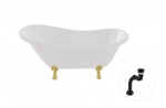 Vann, teisaldatav Besco Otylia, 160 cm x 77 cm x 69.5 cm, ovaalne, kuldne/valge