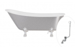 Vann, teisaldatav Besco Olaya Glam, 160 cm x 68 cm x 68 cm, ovaalne, h&otilde;be/kroom