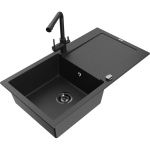 K&ouml;&ouml;givalamu koos kraaniga Mexen Leo, graniit, 90 cm x 50 cm x 19 cm, metallic black/silver+black