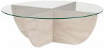 Kohvilaud Nordure Liya, l&auml;bipaistev v./travertine v., 90 cm x 90 cm x 30 cm