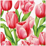 Pabersalvr&auml;tikud PAW Tulip Time, 33 cm x 33 cm, punane v./roheline v., 20 tk