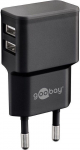 Telefoni laadija Goobay Dual USB 2.0, USB 2.0 Type A/AC, must v.