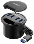 USB jaotur Orico DESK-4U-BK-BP USB male, 4 x USB female, must v.