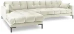 Nurgadiivan Micadoni Home Mamaia Velvet, kreemjasvalge, vasak, 293 x 185 cm x 75 cm
