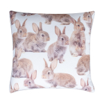 Dekoratiivne padi Home4you Holly Rabbits, valge/beež, 45 cm x 45 cm