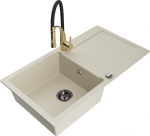 K&ouml;&ouml;givalamu koos kraaniga Mexen Leo, graniit, 90 cm x 50 cm x 19 cm, kuldne/must/pruunikas