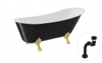 Vann, teisaldatav Besco Olaya Glam, 160 cm x 67 cm x 68 cm, ovaalne, kuldne/valge