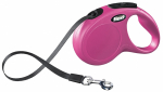 Automaatne jalutusrihm Flexi New Classic Tape, roosa v., S 5m