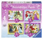 Pusle 4in1 Ravensburger Disney Princess 07397, 19 cm x 14 cm, 72 tk, mitmev&auml;rviline
