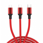 iLike CCI02 P&otilde;imitud traat P&uuml;siv USB 3in1 kaabelkomplekt USB-mikro USB / Lightning / Type-C 1m punane