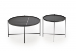 Kohvilaudade komplekt Domoletti, must v./marmor v., 48 - 73 cm x 48 cm x 40 - 47 cm