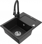 K&ouml;&ouml;givalamu koos kraaniga Mexen Enzo, vaik/graniit, 57.6 cm x 46.5 cm x 17.4 cm, h&otilde;be/must