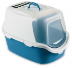 Suletud kassitualett Stefanplast Cathy Easy Clean, sinine/valge, suletud, 56 cm x 40 cm x 40 cm