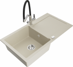 K&ouml;&ouml;givalamu koos kraaniga Mexen Leo, graniit, 90 cm x 50 cm x 19 cm, must/kroom/pruunikas