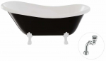 Vann, teisaldatav Besco Otylia B&W, 170 cm x 77 cm x 68.5 cm, ovaalne, valge/must