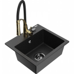 K&ouml;&ouml;givalamu koos kraaniga Mexen Milo, graniit, 43.5 cm x 41 cm x 17.1 cm, metallic black/silver+black/gold